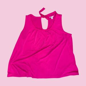 CATO Plus Size 18 20W Solid Pink Top with Keyhole Back